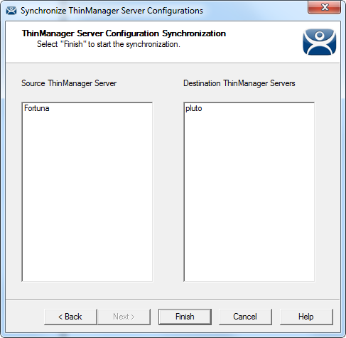 ThinManager Server Synchronization Confirmation