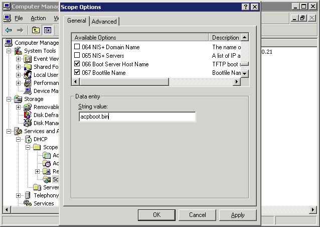 DHCP Scope Options