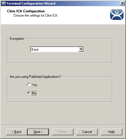 Terminal Configuration Wizard - Citrix ICA Configuration
