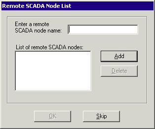 Remote SCADA Node List