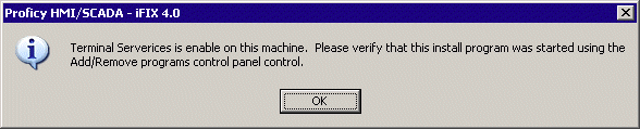 Terminal Services Installation Warning