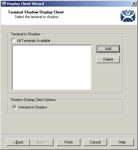 Terminal Shadow Display Client – Select Terminals