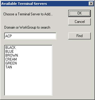 Available Terminal Server Window
