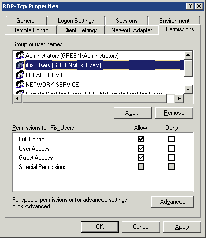 RDP-tcp Properties.