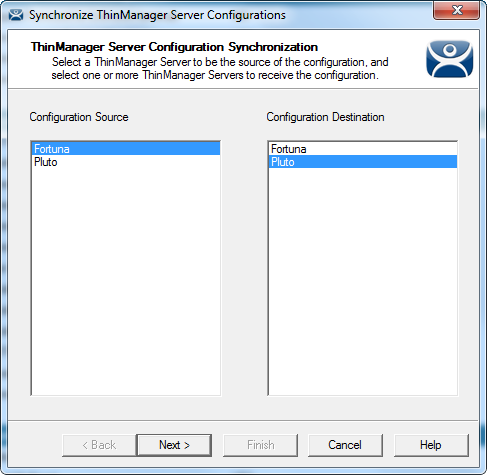 Synchronize ThinManager Server Configuration Wizard