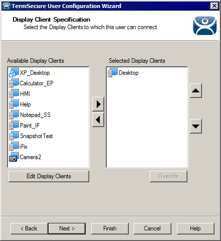 Display Client Selection Page