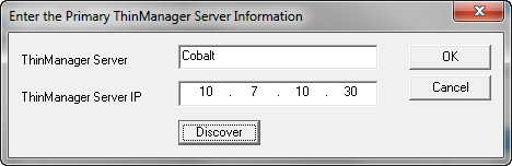 Enter ThinManager Server Information Window