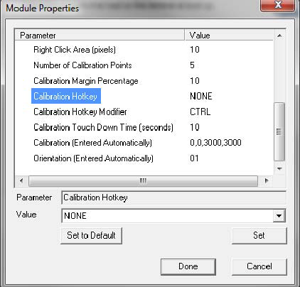 Calibration Tools in the Module Property Window